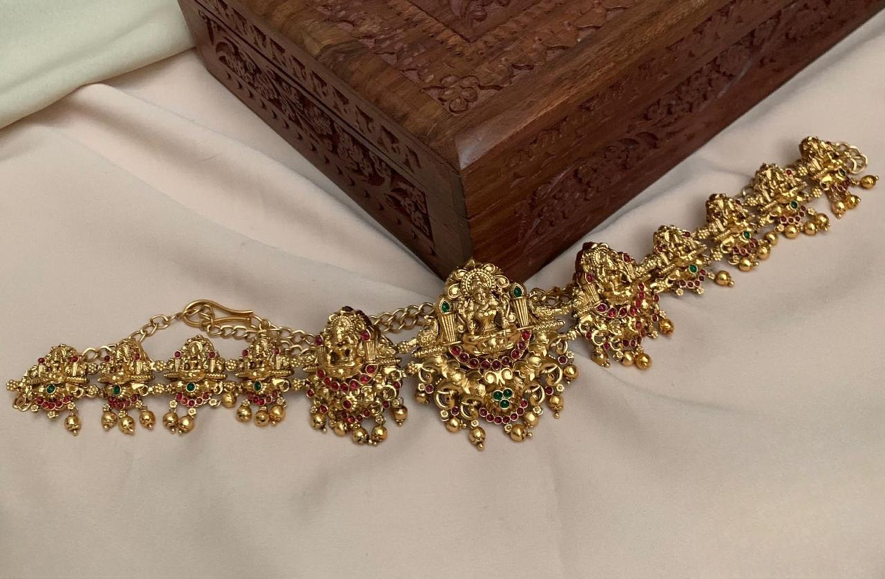 Traditional Temple Jewelry  Lakshmi Matte finish Hipchain-1