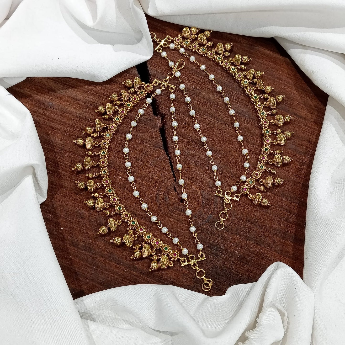 New Design in Ear chains - Premium Quality Maatal- Stone Chempaswaralu