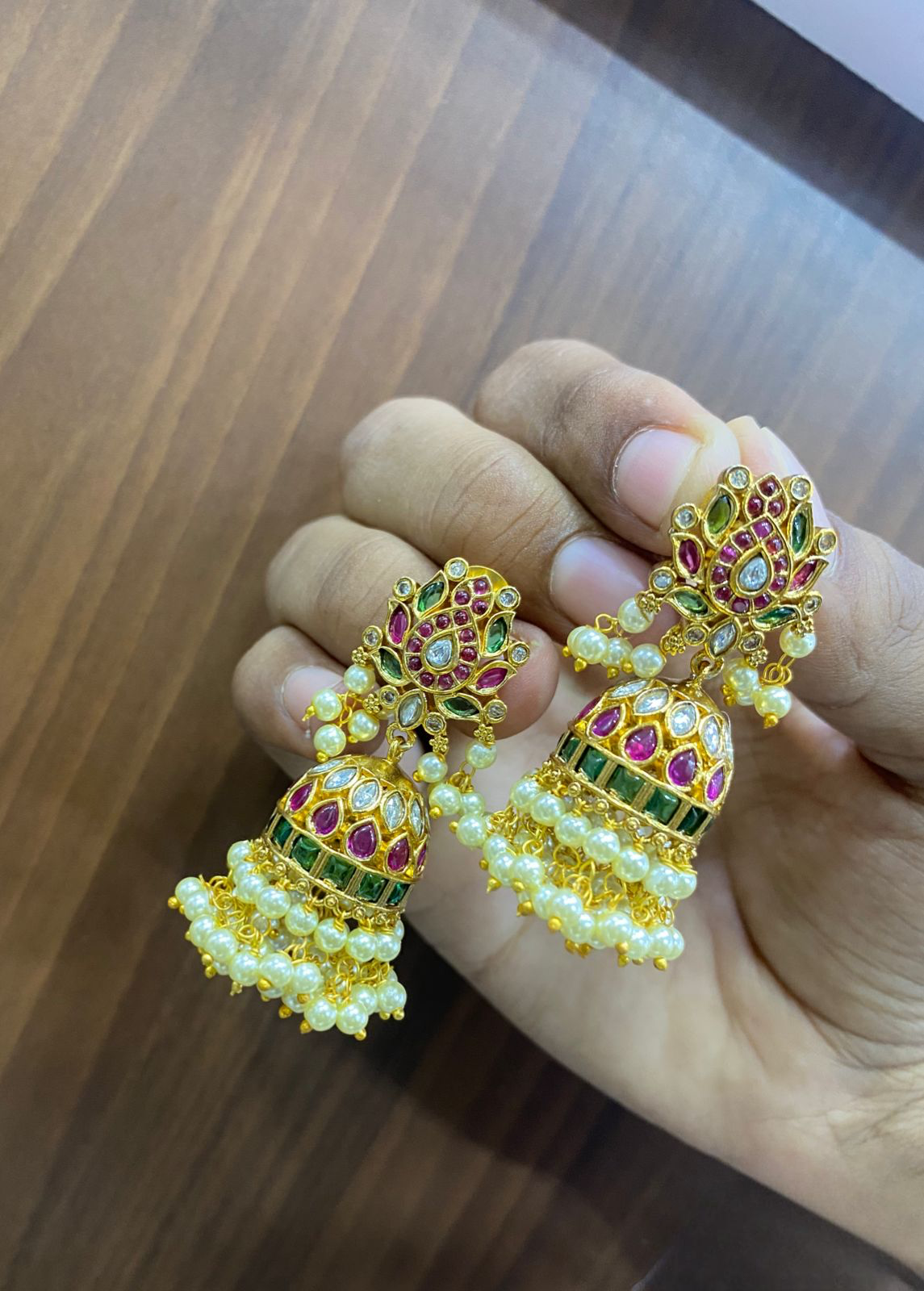 All-new Premium Matte finish Kemp Jhumkas -Earrings