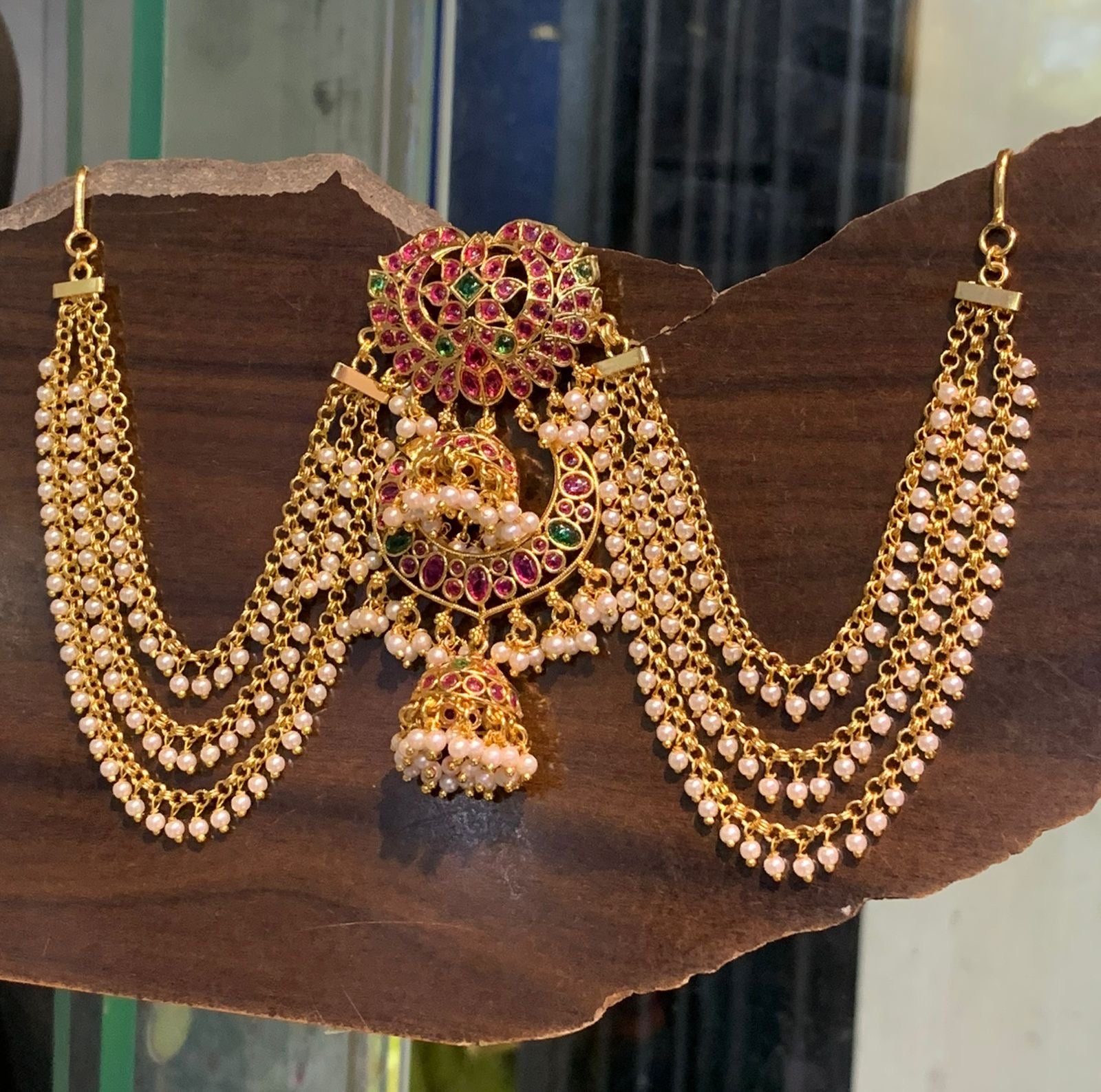 New Bridal Center HairPin With Chains-Premium Matte Finish Hair Access