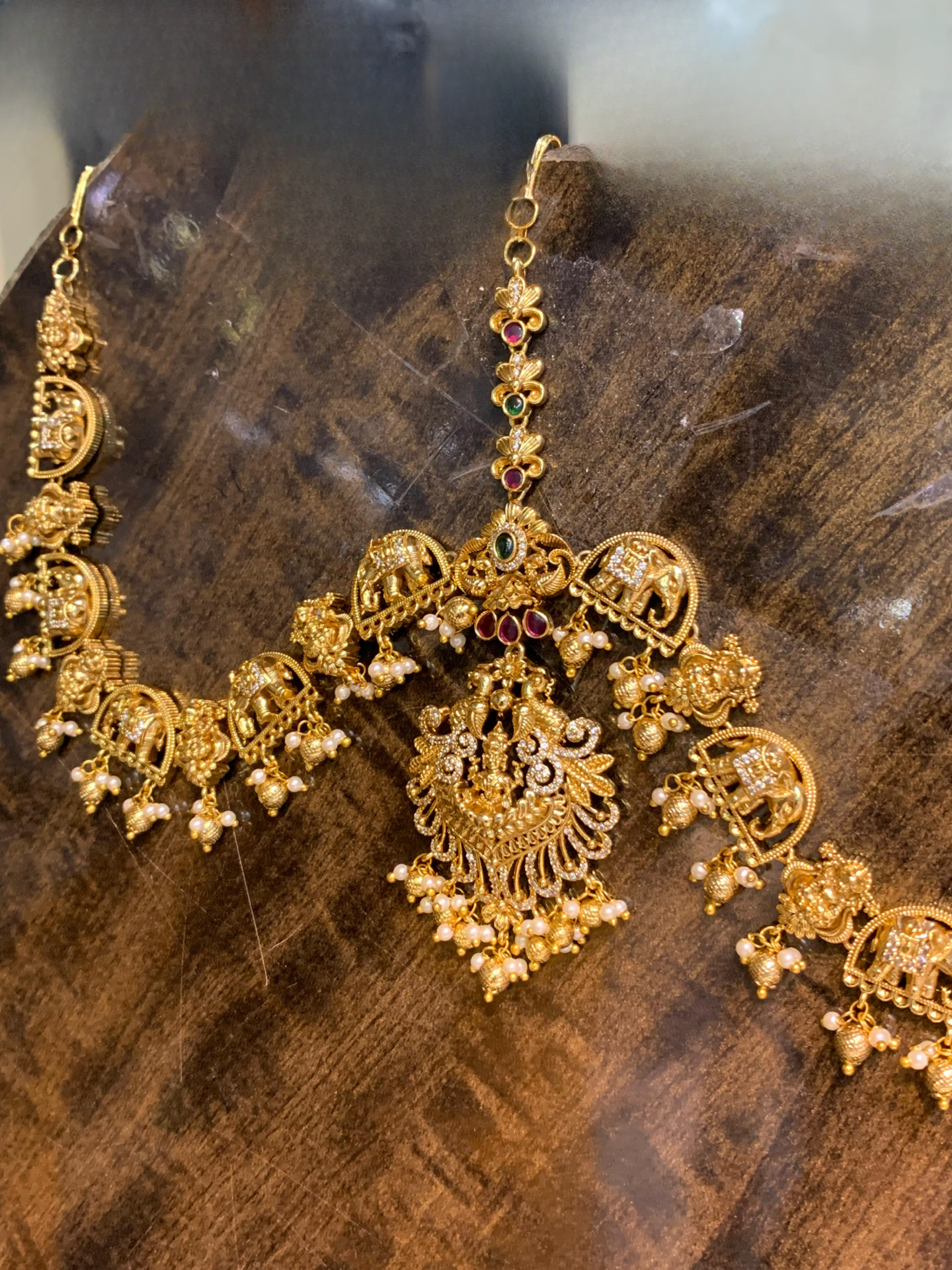 Charming Temple Jewelry Bridal Matte Antique Mathpati Tikkas