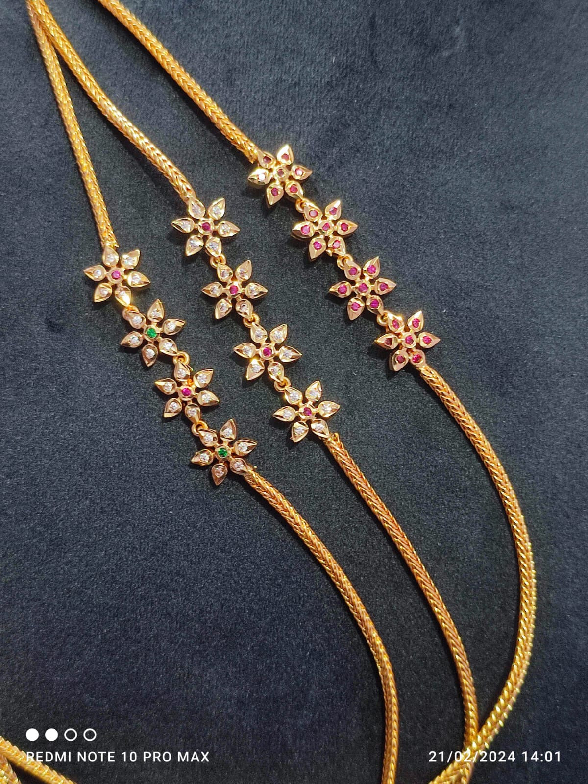 Flower Design Gold Plated Mugappu Chain Latest Flower Motif Gold