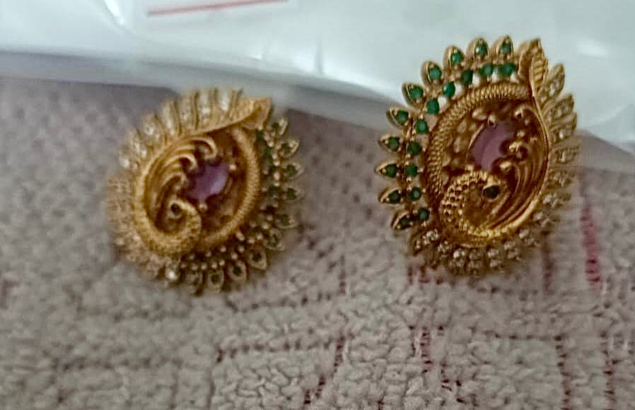 Elegant Matte Finish Earrings-Classy Peacock Earrings