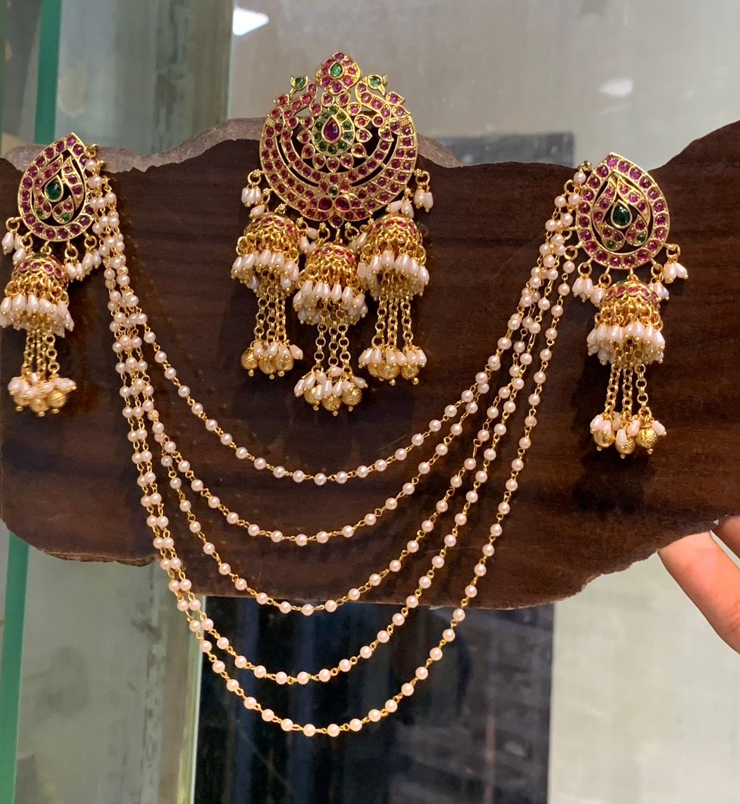 New Grand Bridal Hair Accessories with Jhumkas-Premium Matte Finish