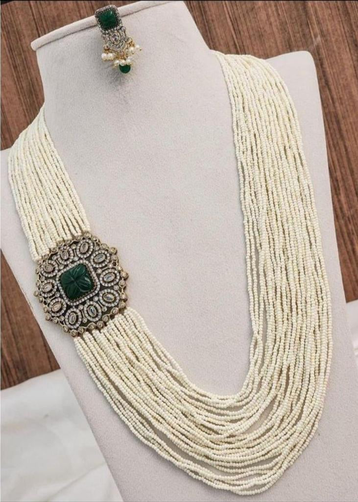 All-New Victorian Side Pendant Sugar Beads Necklace with Earrings