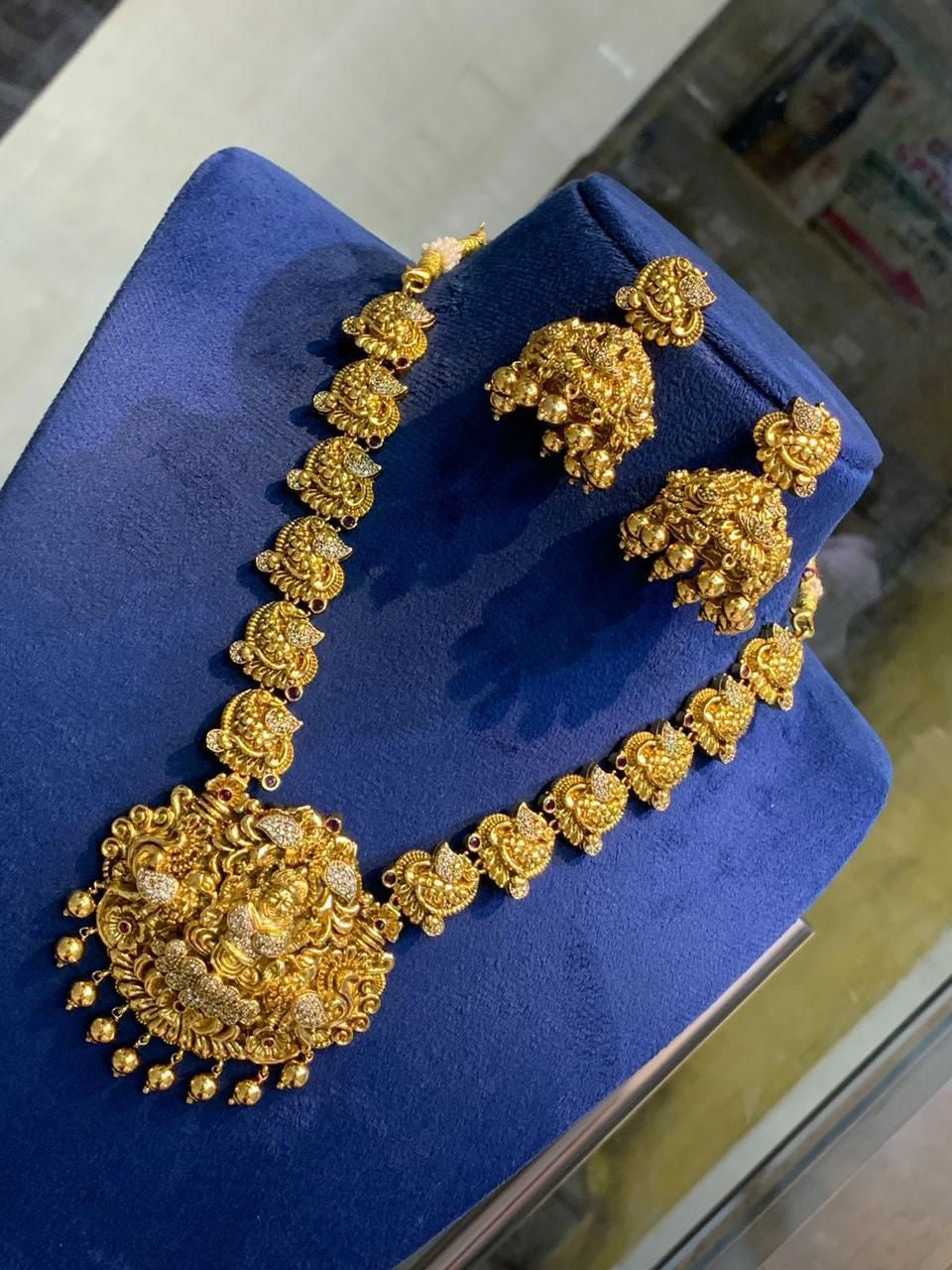 Antique Premium Matte Finish Temple Jewelry -Lakshmi Medium