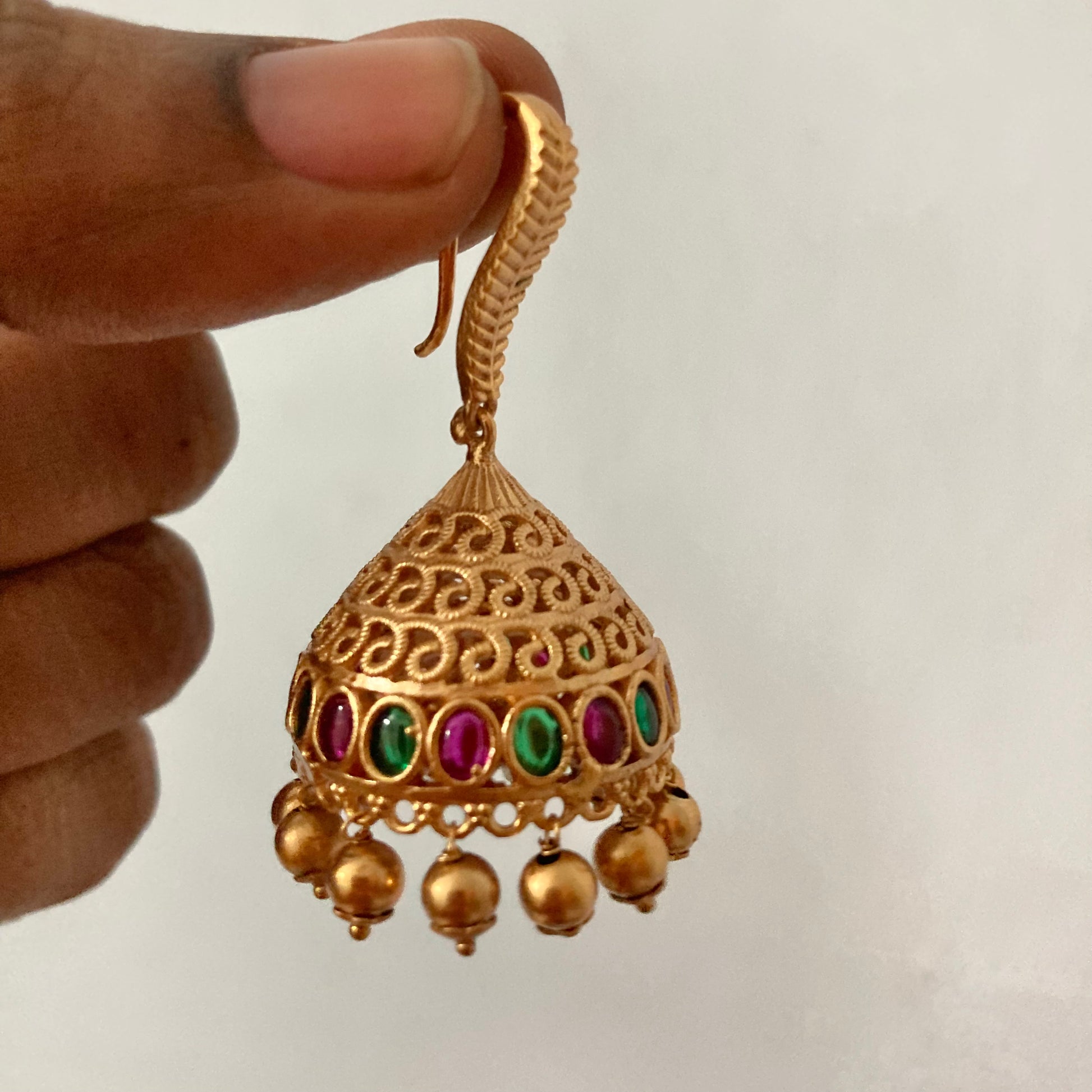 Simply Stunning Hook-type Kemp Jhumkas Earrings