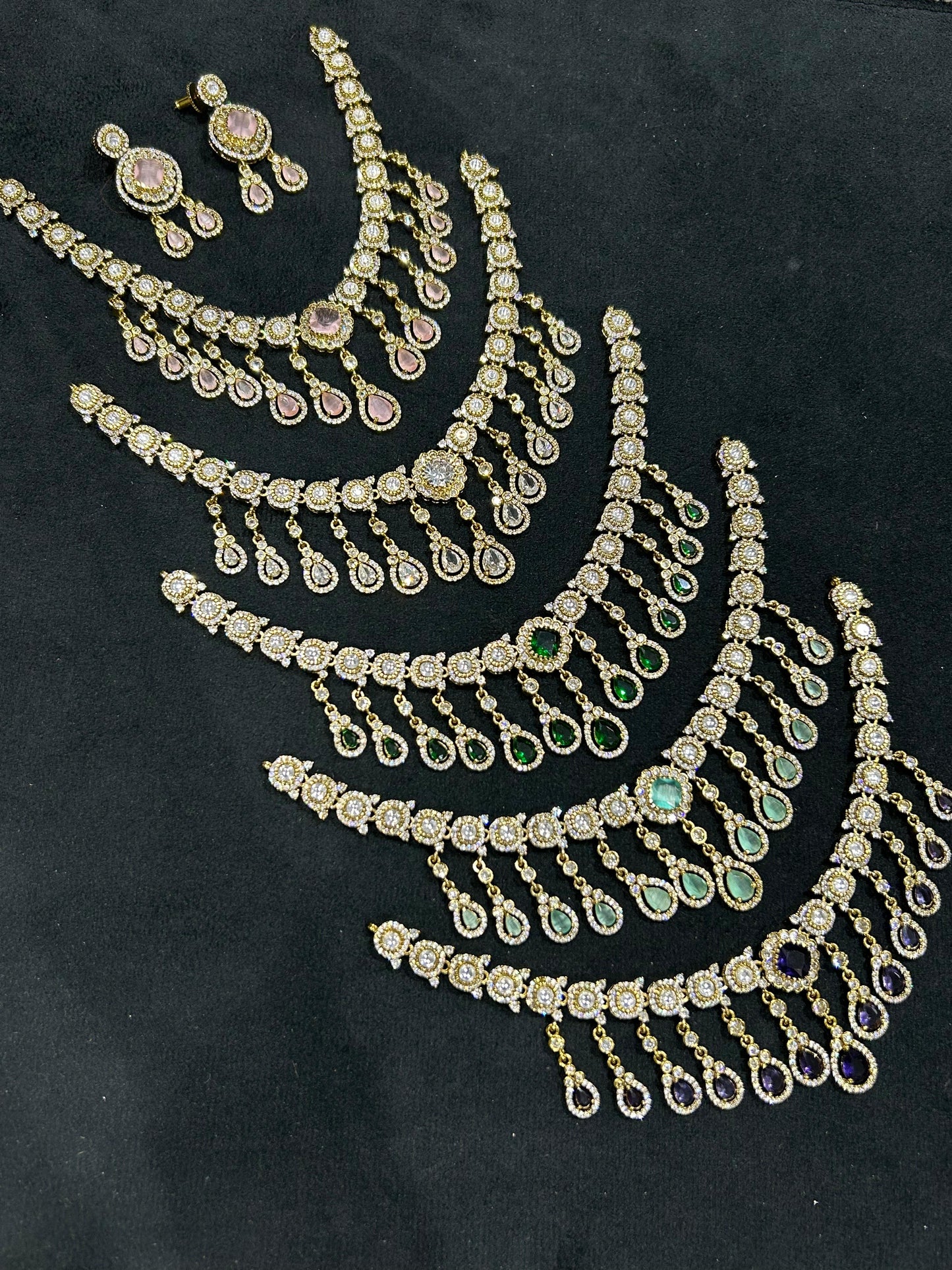 All New Premium Matte Finish Haram Necklace and Earrings