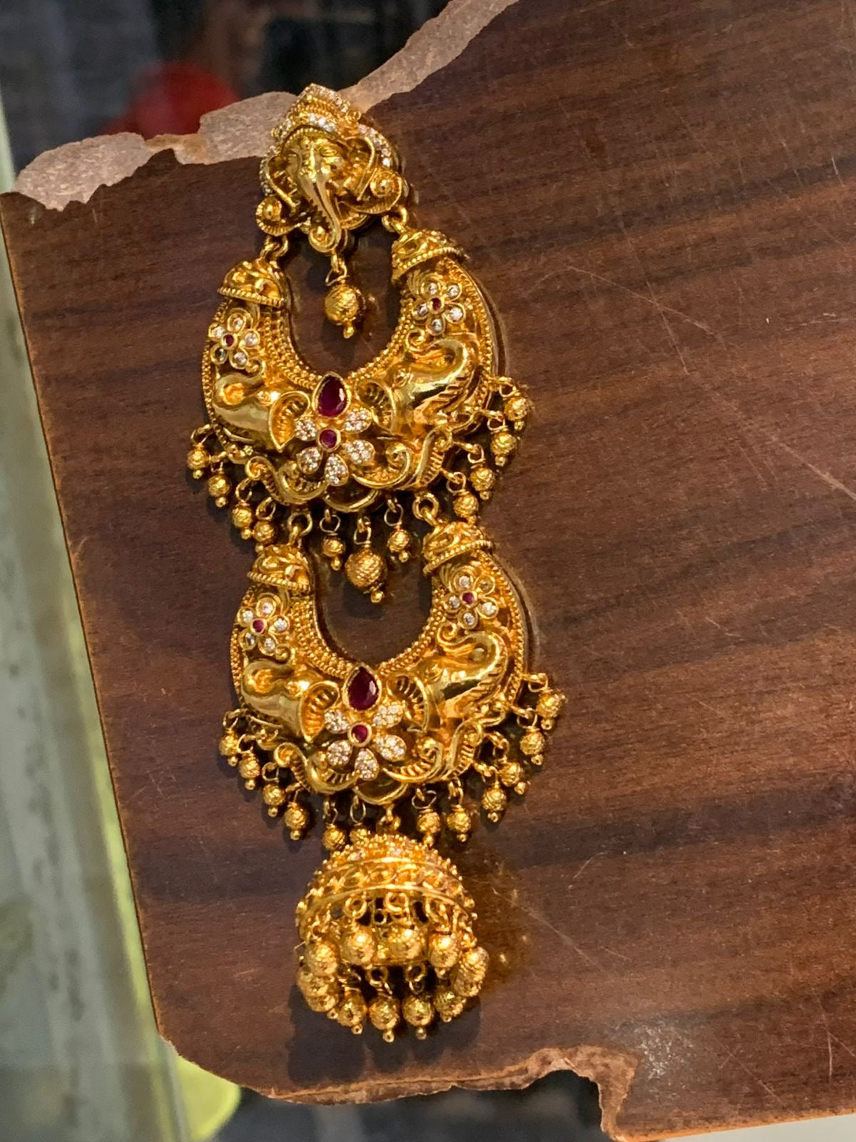 Premium Antique Matte Traditional Temple Jewelry Ganesha Hair Accessories-Multicolor