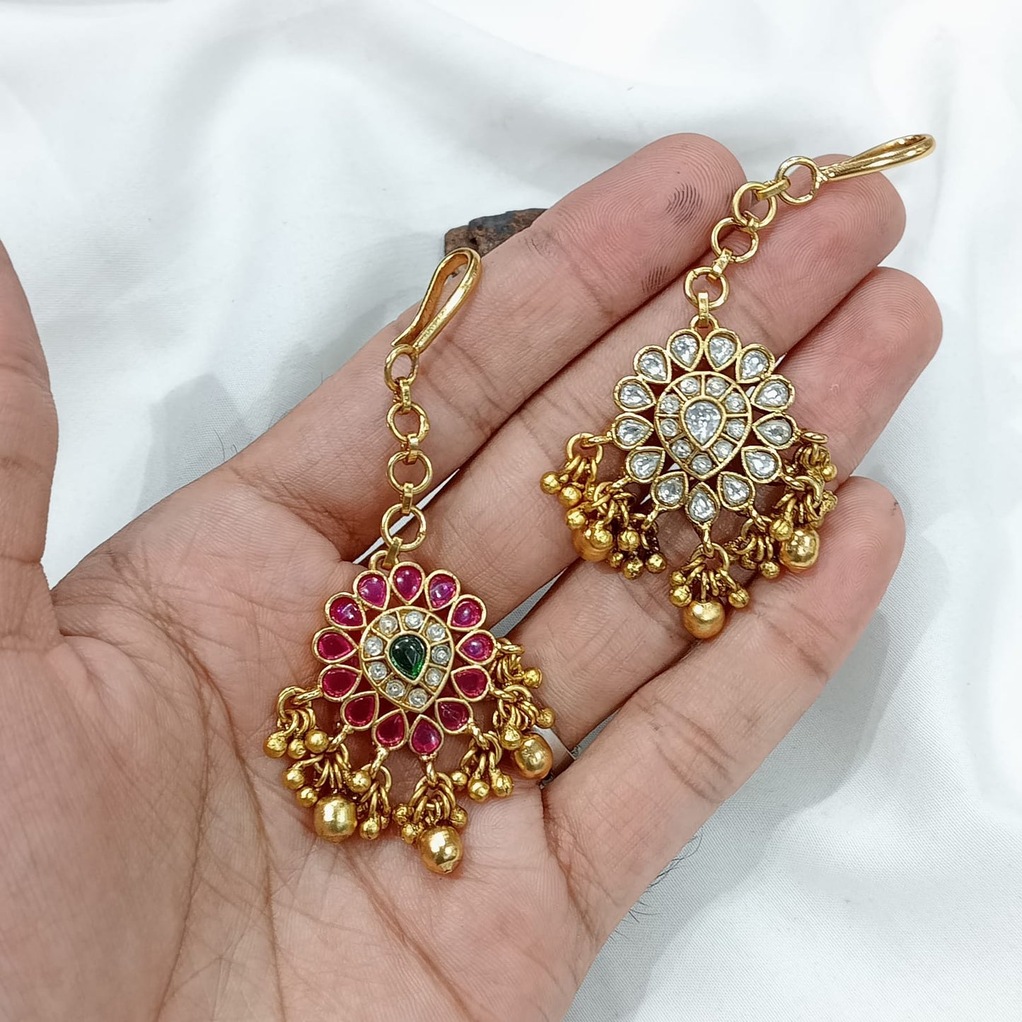 Beautiful AD Stone Matte Finish Tikkas-Gold Beads