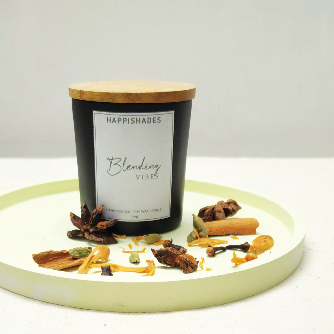 Happishades Premium Black Scented Glass Jar Spicy Fragrance