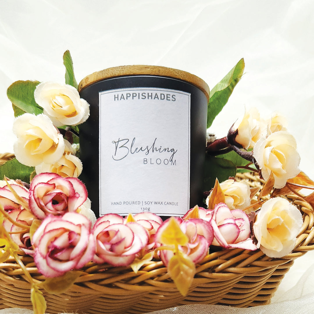 Happishades Premium Black Scented Glass Jar Rose Fragrance