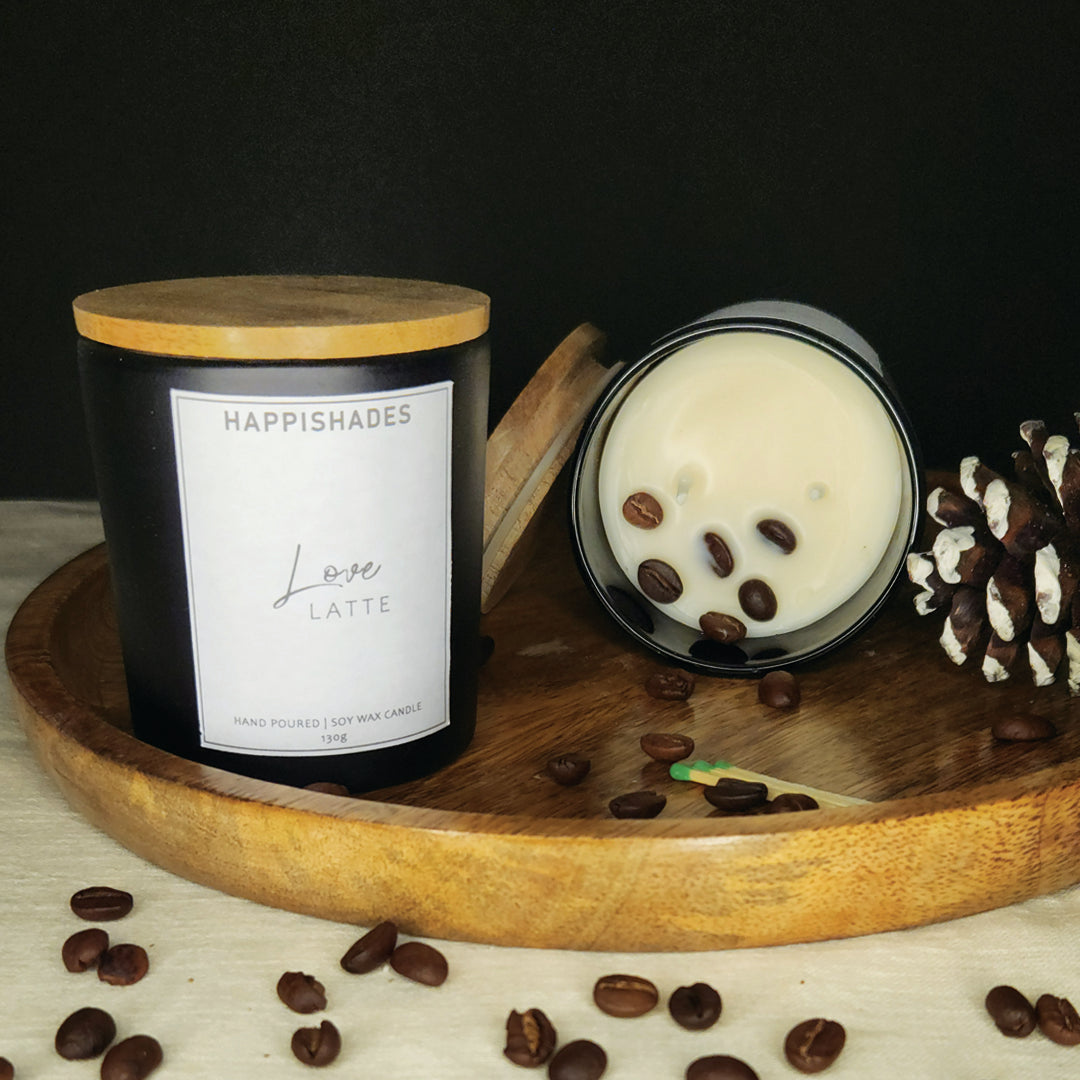 Happishades Premium Black Scented Glass Jar Coffee Fragrance