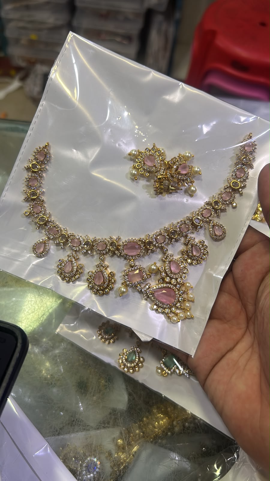 Premium Victorian Finish Necklace Set With Earrings