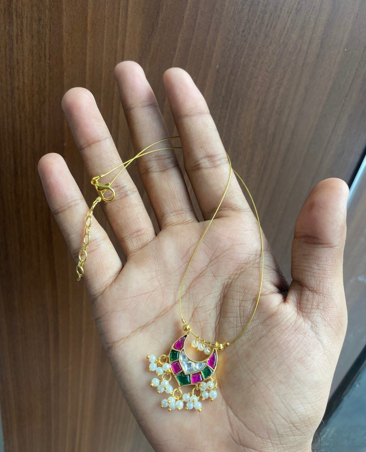 Elegant Premium Jadau Kundan Invisible Necklace -Multicolor