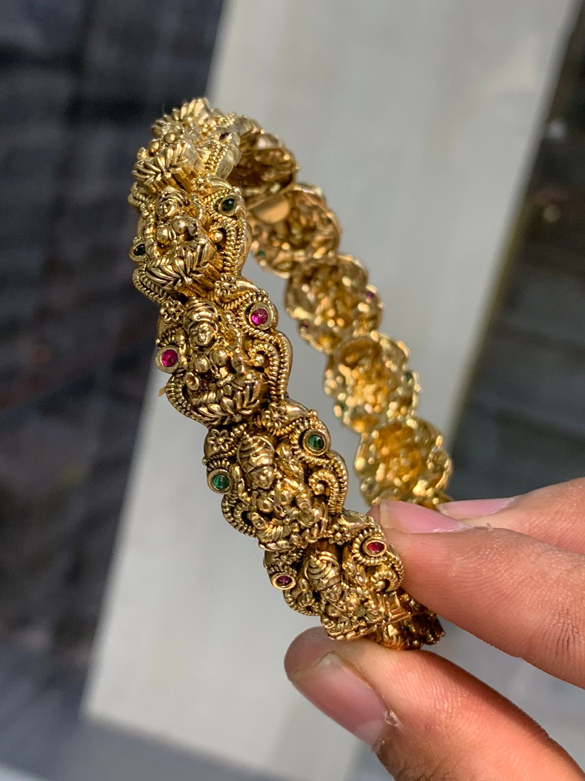 DesignerWear Premium Matte Finish Lakshmi Openable Bangles set of 2, Party Wear- Temple Jewelry