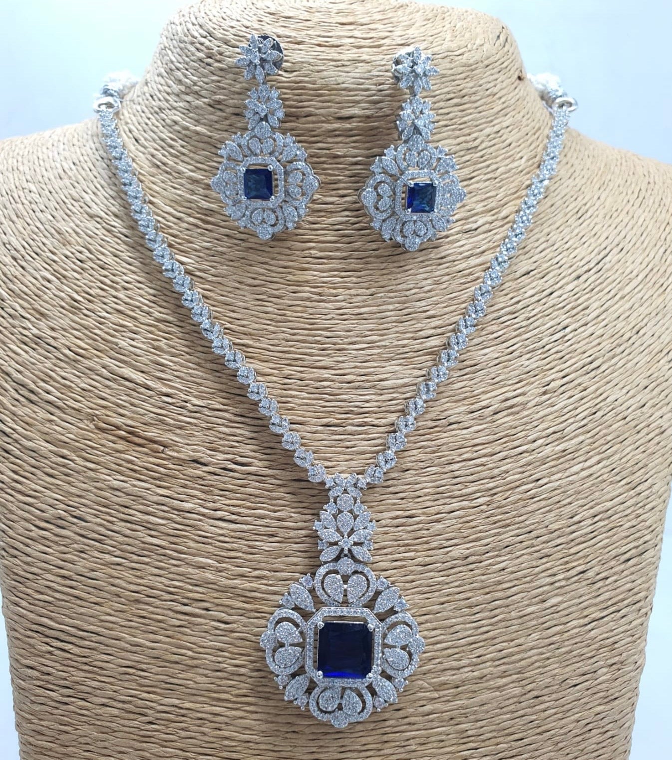 Trendy Minimalist AAA Cz Stone Necklace With Earrings - Premium Silver Polish