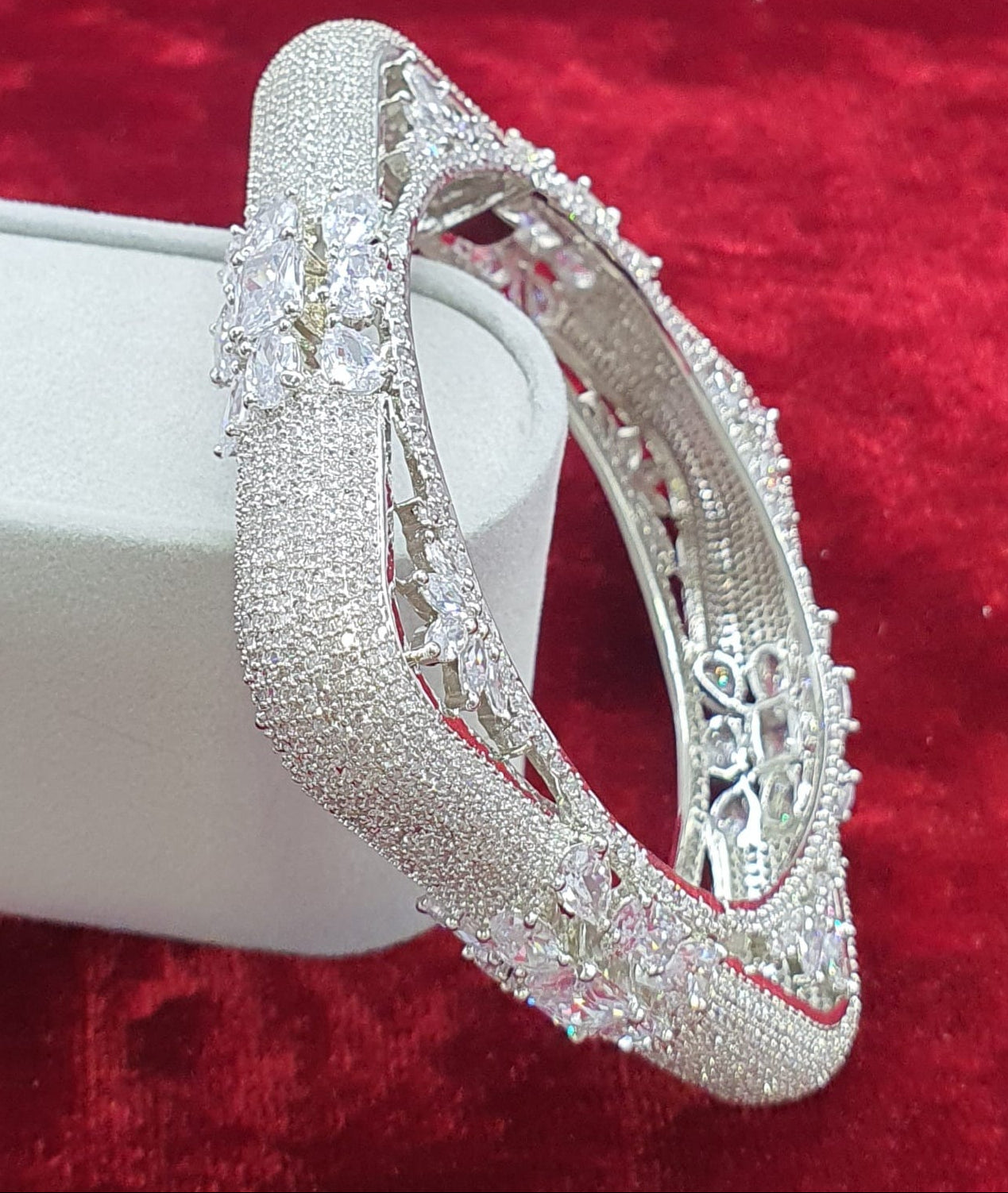 Elegant Premium Bridal Style American Diamond Stone Bangles - Set Of 2