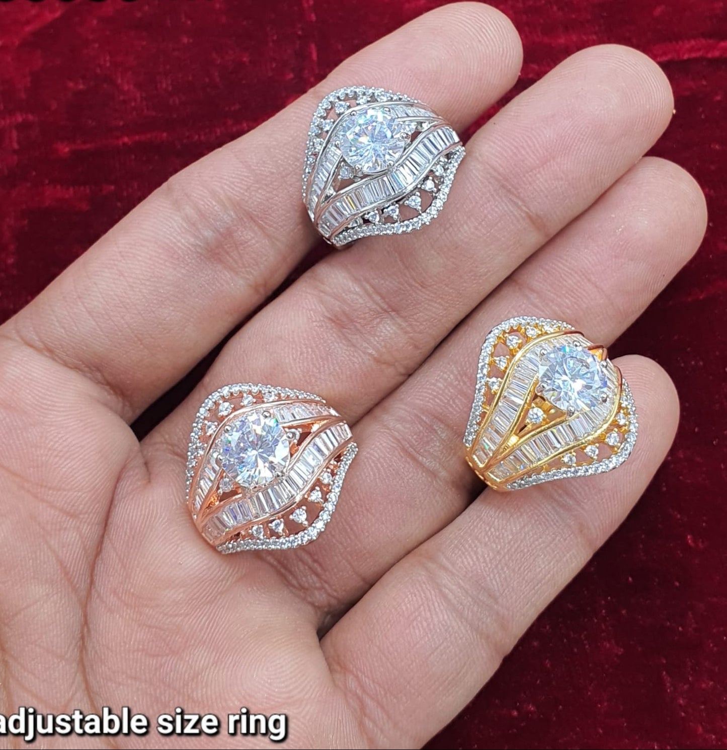 Elegant Premium Quality Adjustable CZ Stone Rings - 1 Piece