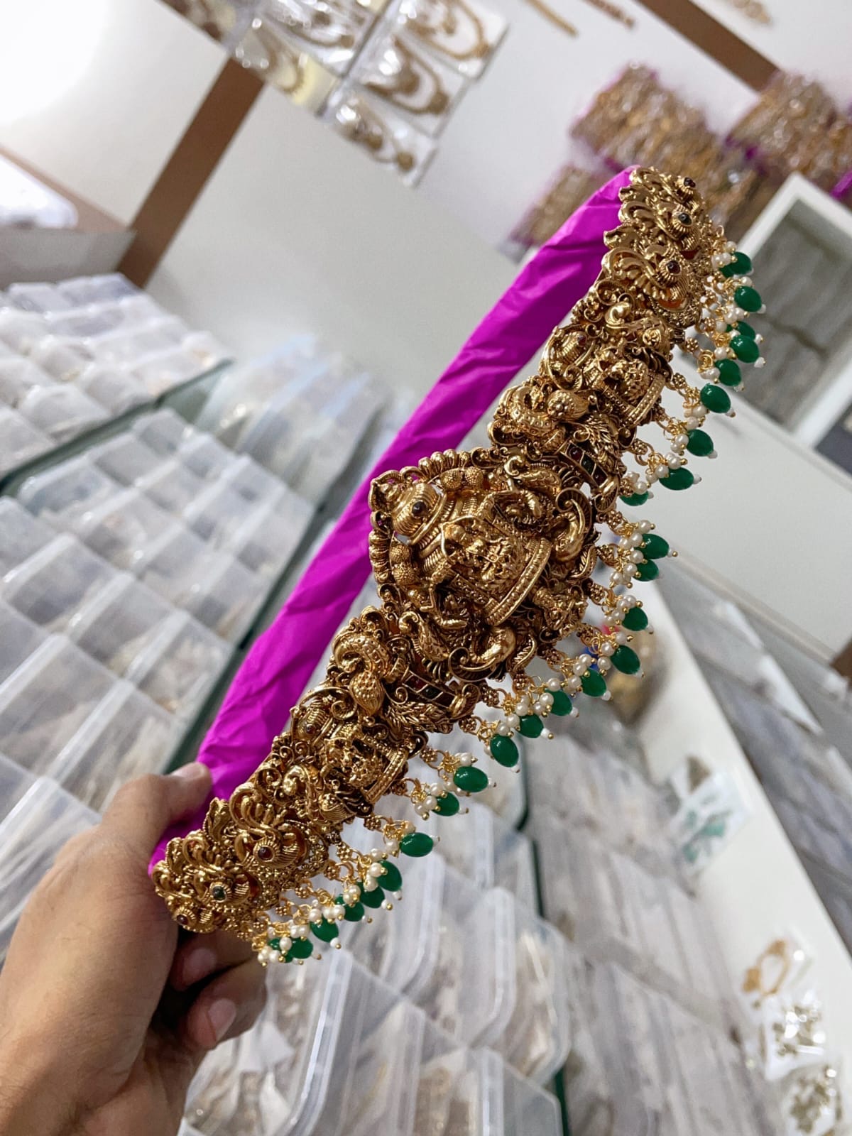 Traditional Temple Matte finish Hipbelt - Lakshmi Motif
