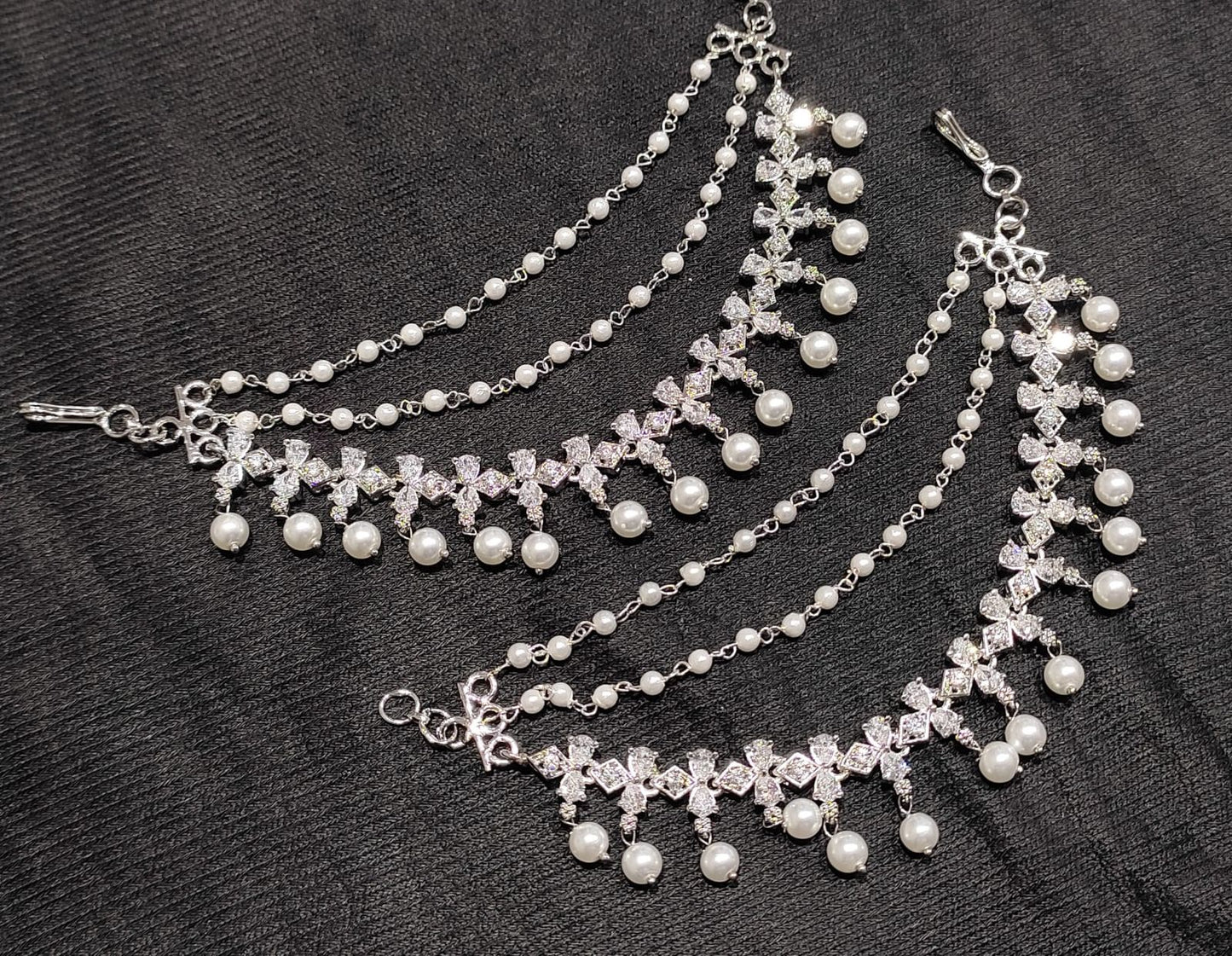 Elegantly Designed CZ Stone Bridal Ear chains for Earrings