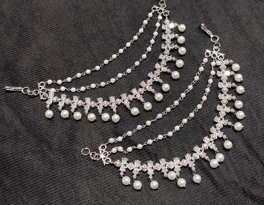 Elegantly Designed CZ Stone Bridal Ear chains for Earrings