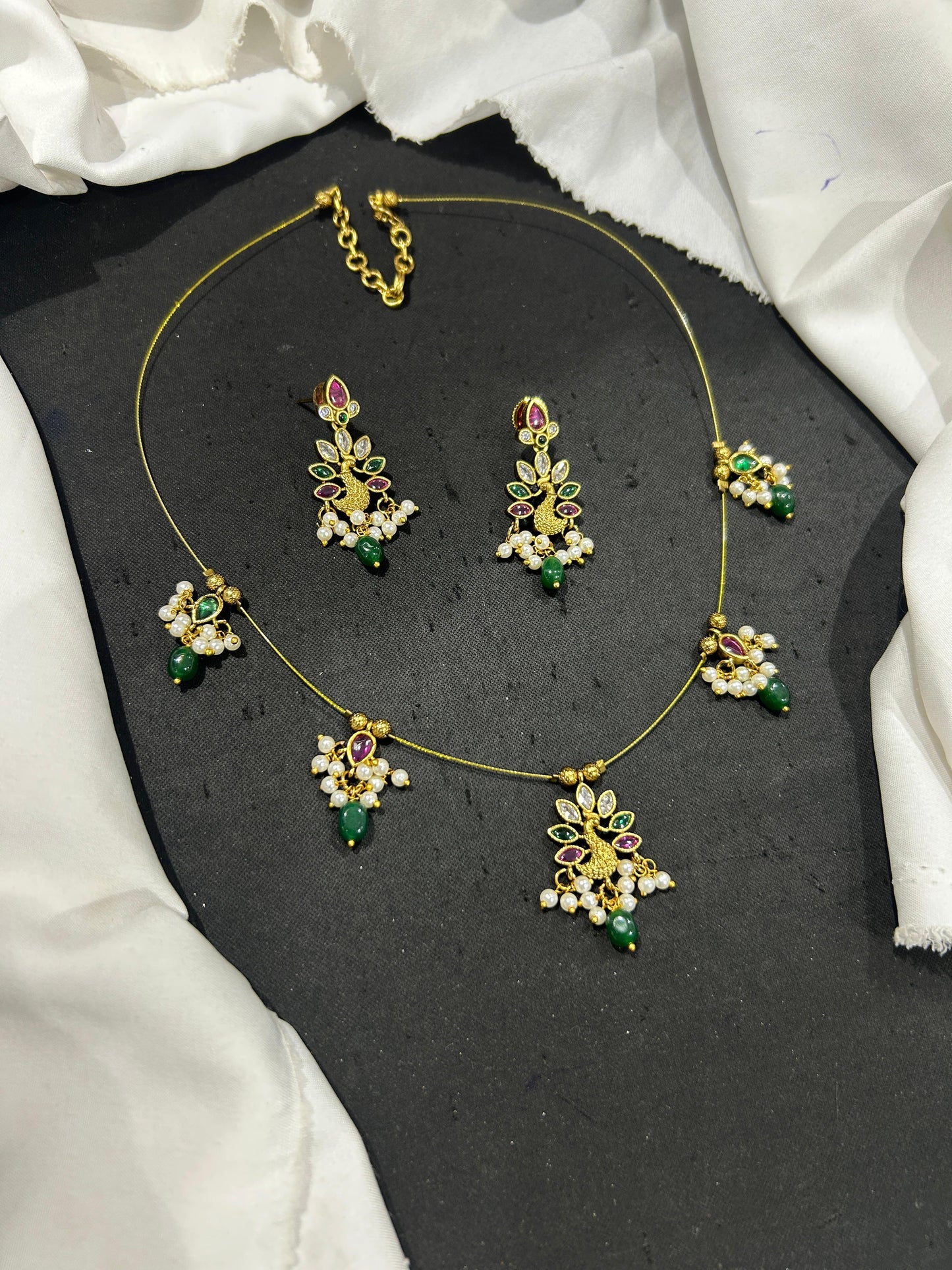 Elegant Premium Invisible Chain Necklace -Peacock Design