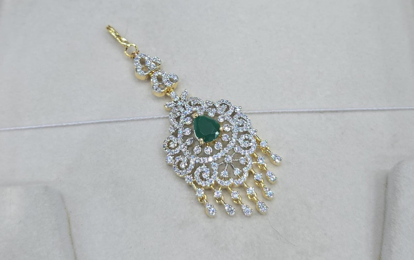 Premium GJ Polish White Stone Maang Tikkas- 1pc