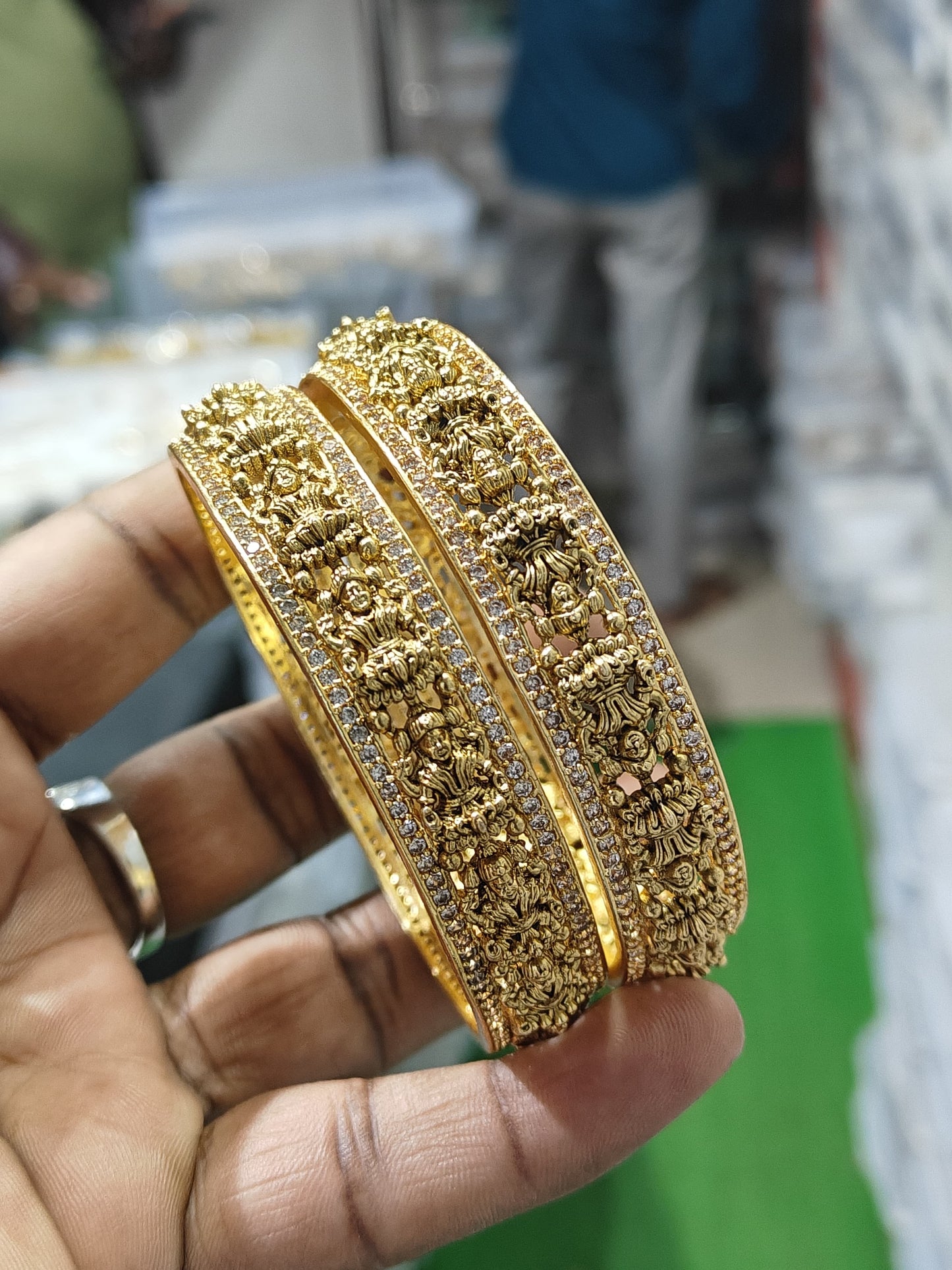 Premium Matte Antique Temple Jewelry Bangles -set of 2