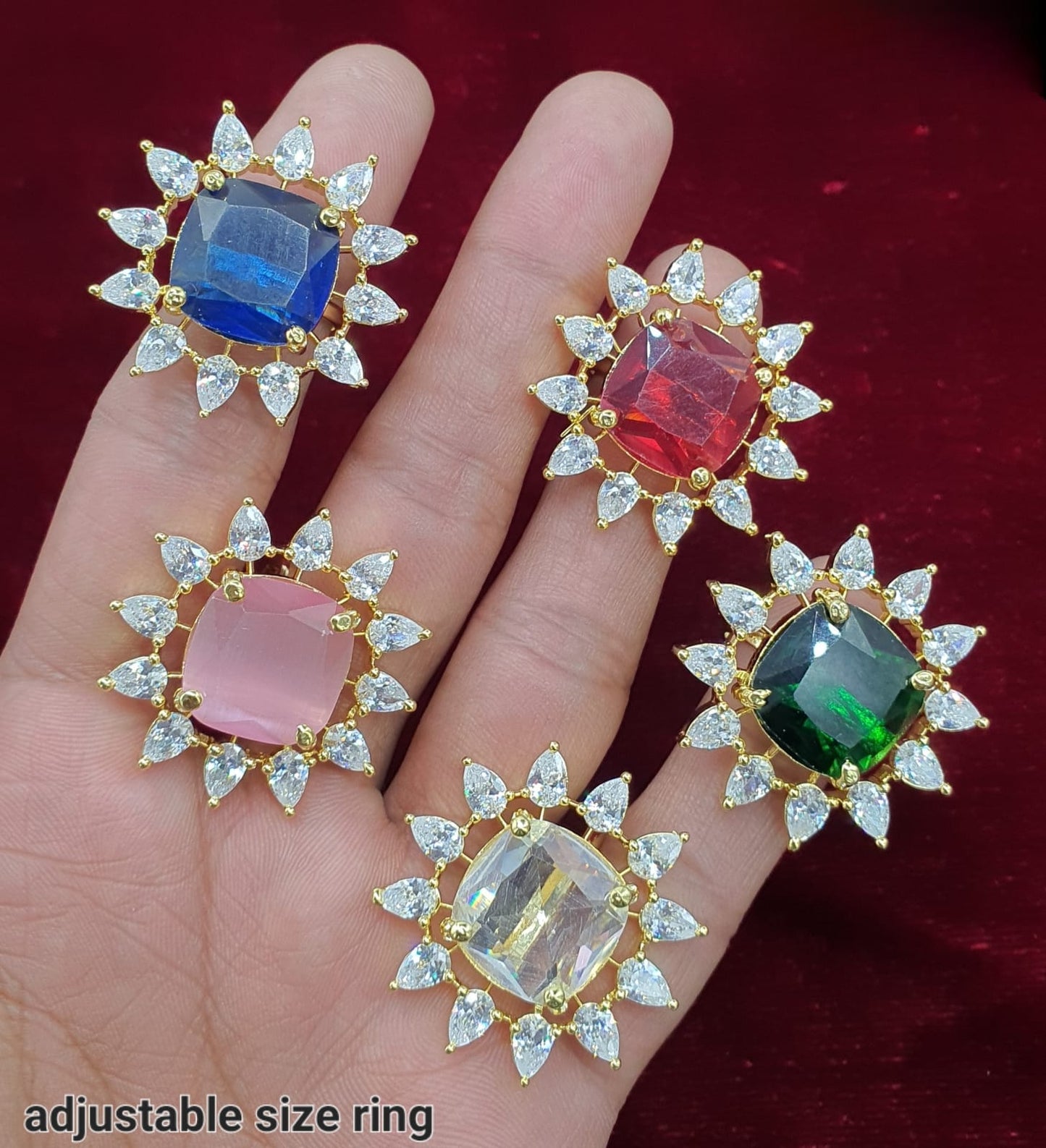 Premium Quality Silver Finish Adjustable Cocktail Rings Design