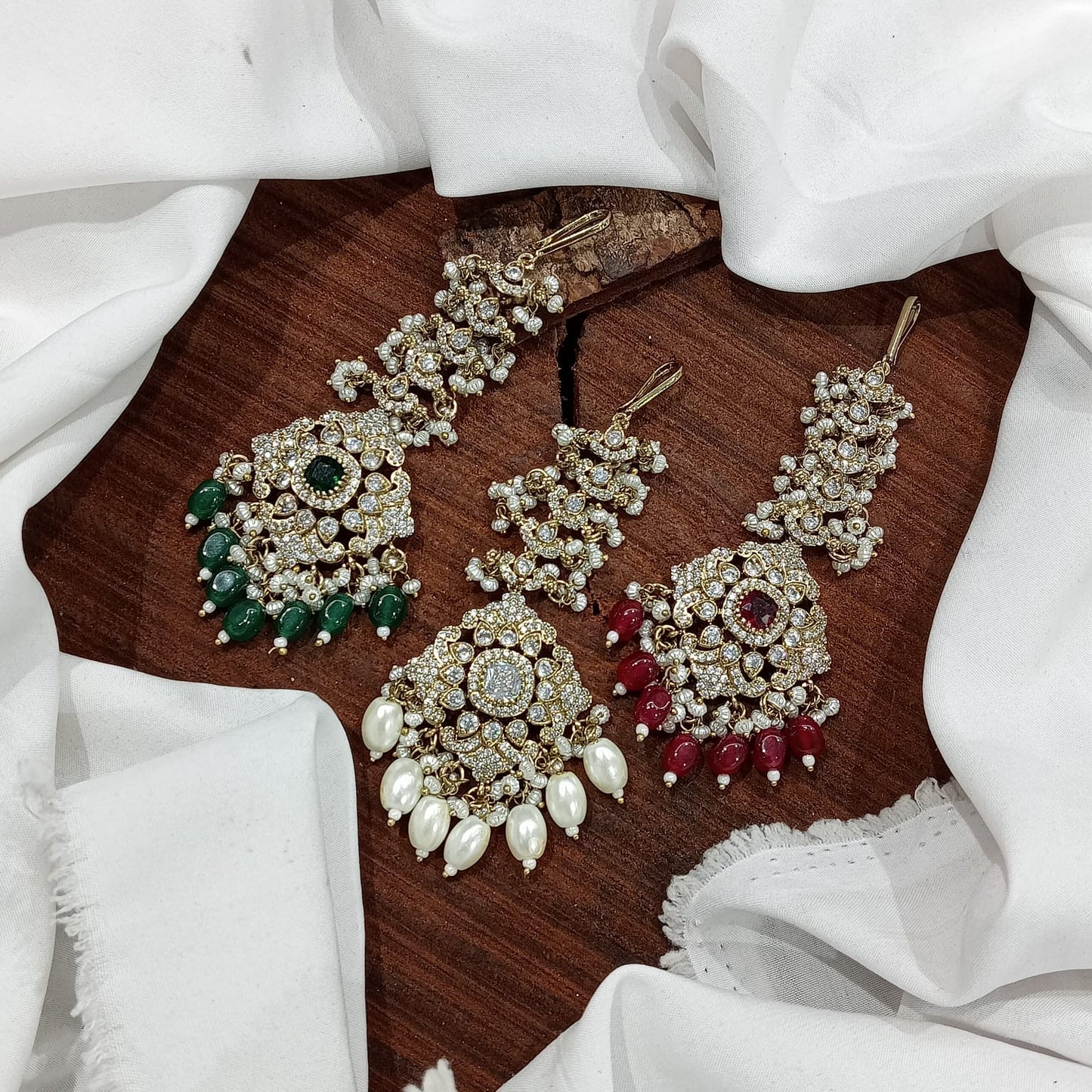 Premium Stylish Victorian Polish Maang Tikkas with Monalisa Beads