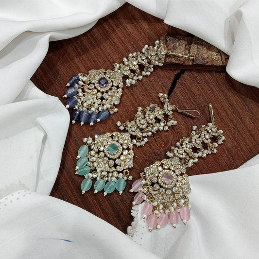 Premium Stylish Victorian Polish Maang Tikkas with Monalisa Beads