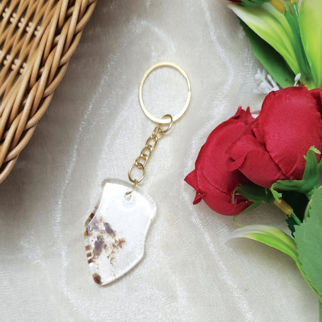 Flower Embedded Resin Keychain - Gifts