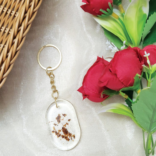 Flower Embedded Resin Keychain - Gifts