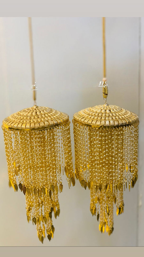 Traditional Matte Finish Bridal Kaleera With Pearl Droplets