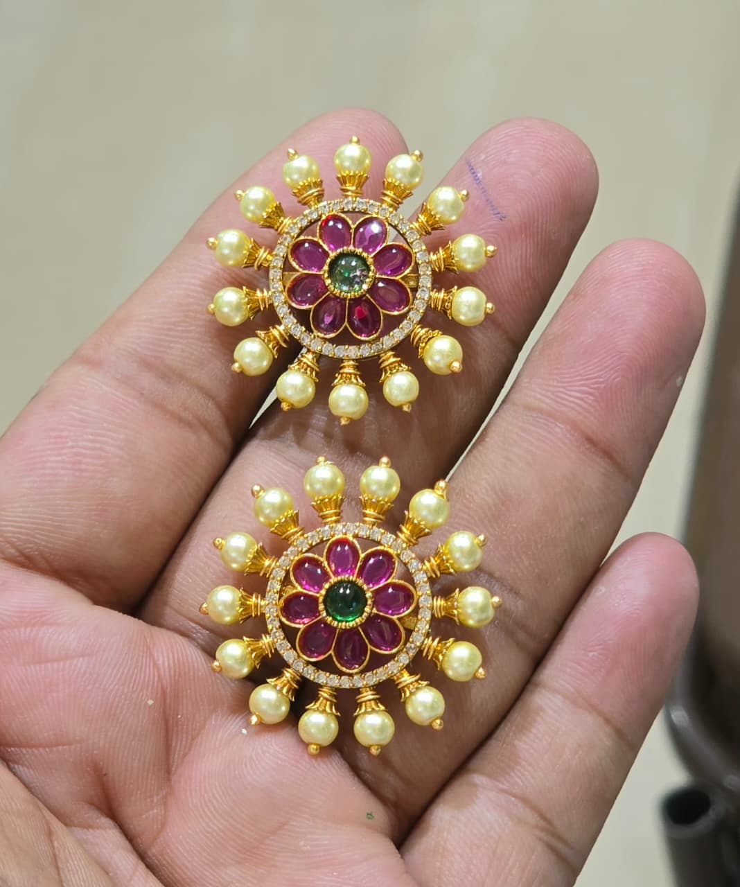 Traditional Premium Matte Finish Kemp Stone Stud Earrings