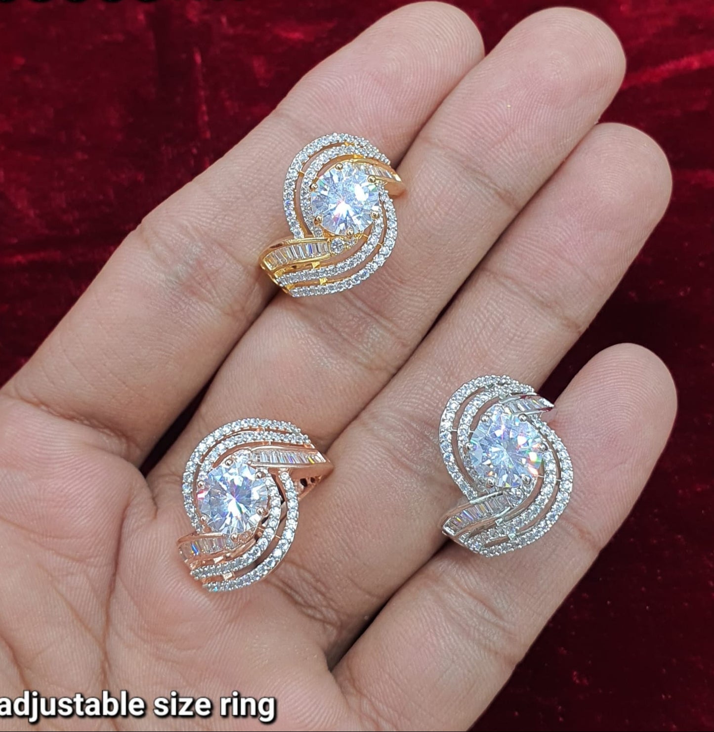 Trendy Premium Double Layer CZ Stone Adjustable Ring - 1 Piece