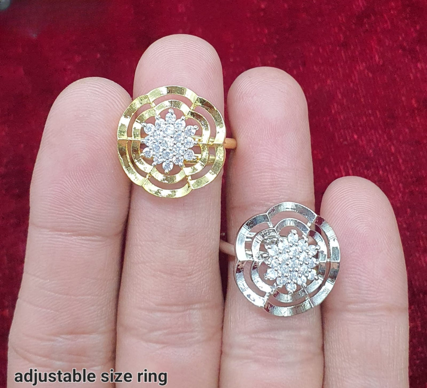 Premium Quality Adjustable Cocktail Rings Designer American Diamond Jewelry