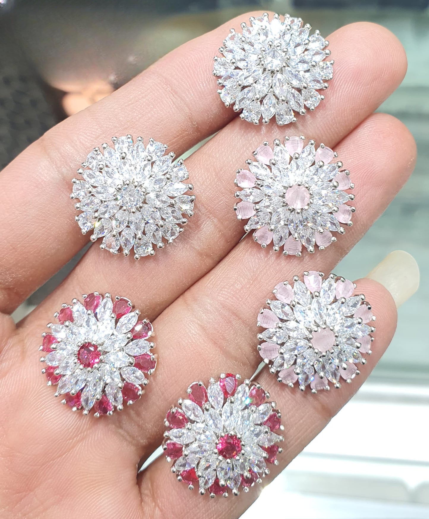 Trendy And Classy Cz Stone Silver Polish Stud Earrings