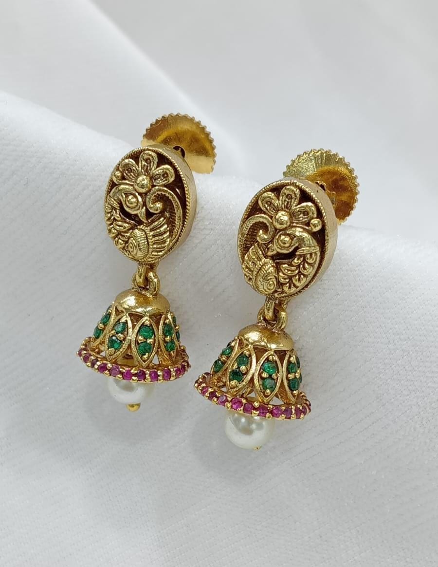 Super-cute Premium Matte Peacock Mini Jhumkas- Kids Earrings