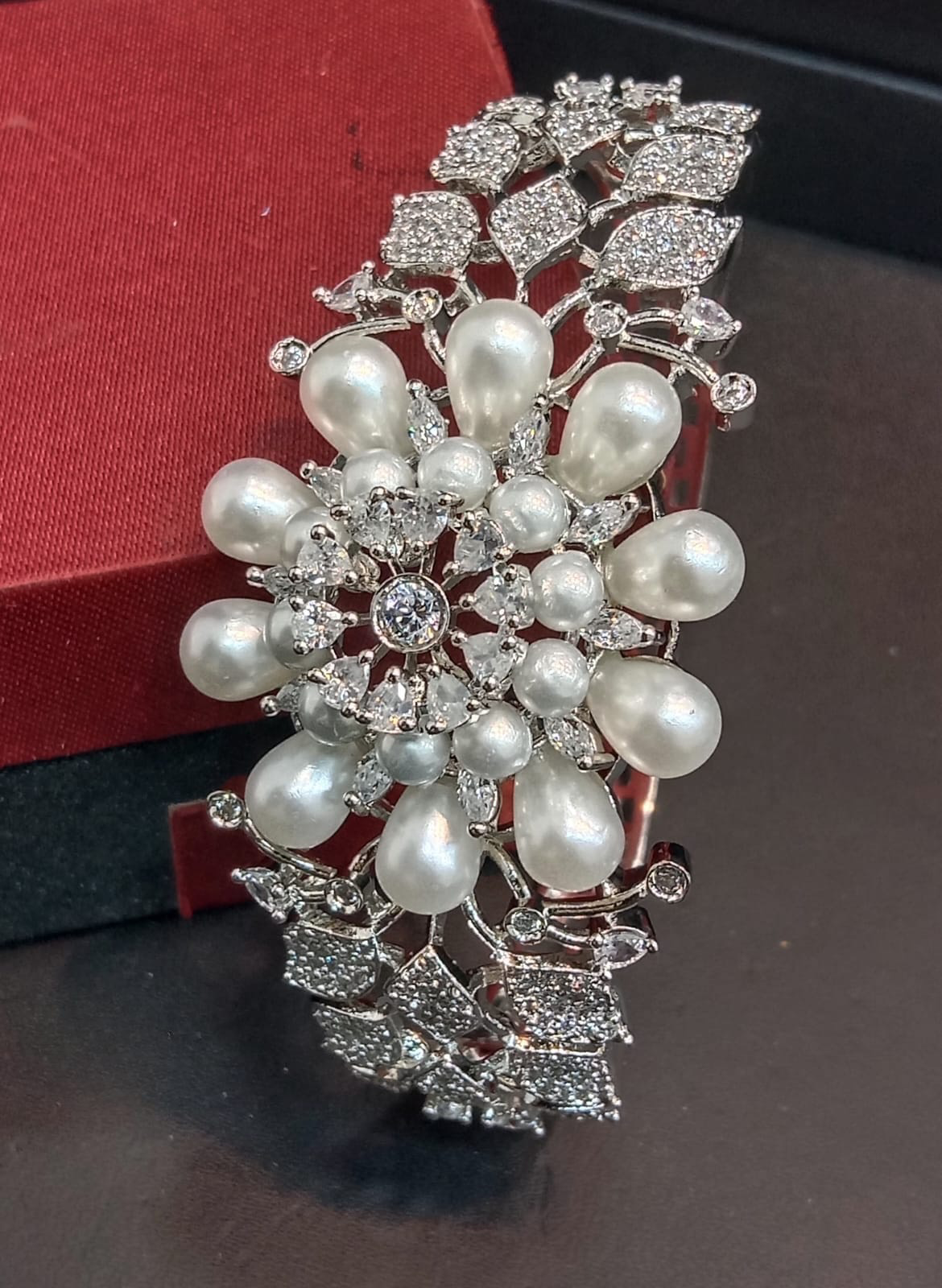 Exquisite Pearl Designs- American Diamond Bracelets-Cz Openable Kada Bangle