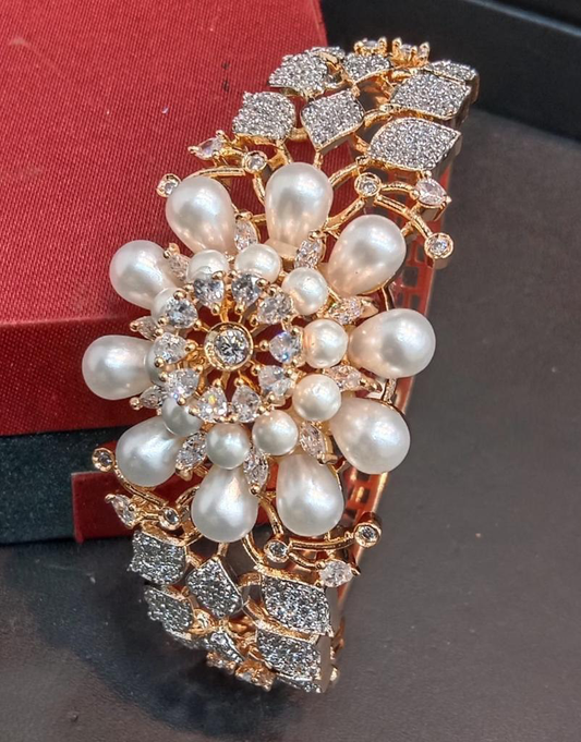 Exquisite Pearl Designs- American Diamond Bracelets-Cz Openable Kada Bangle