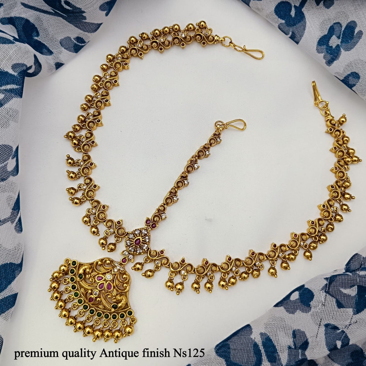 Beautiful Bridal Matte Antique Stone Mathpati Tikkas