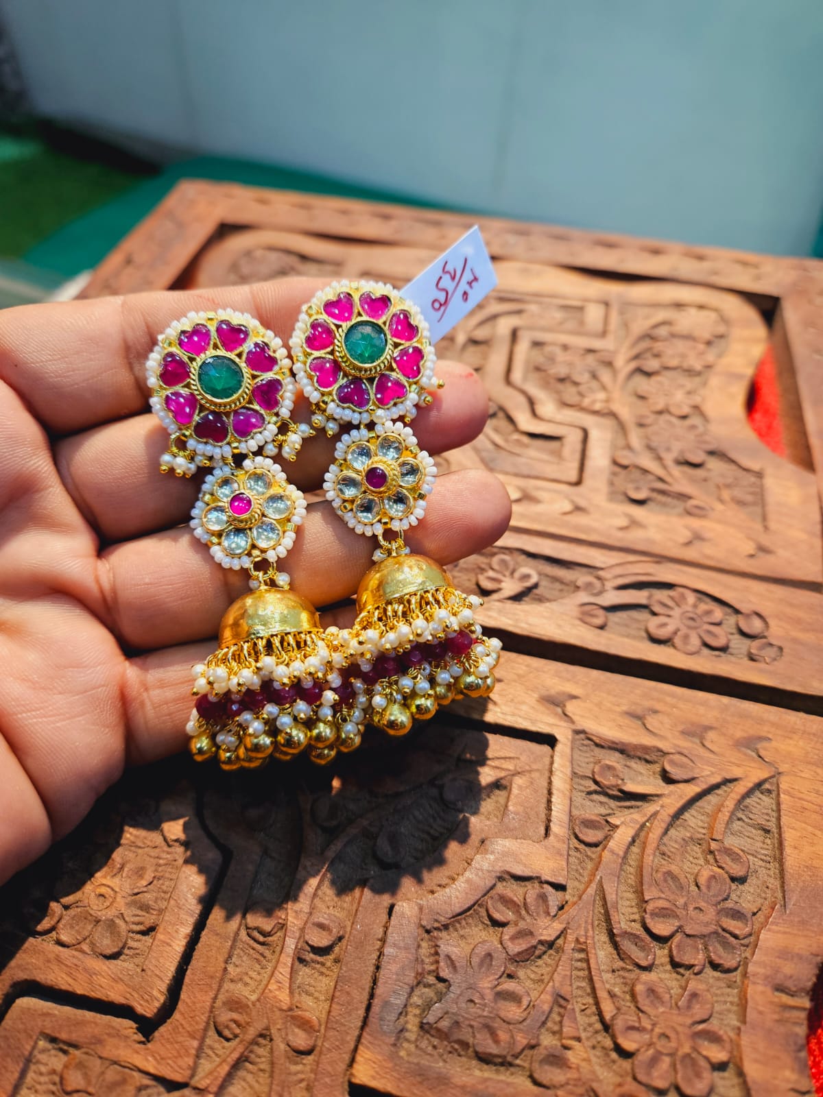 Jadau Kundan Big size Jhumkas - Earrings