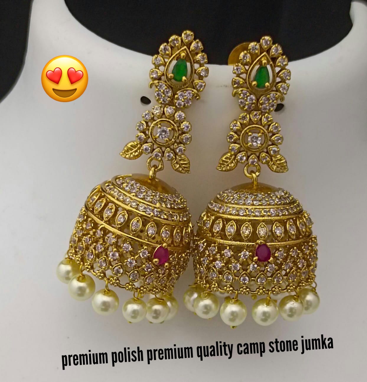Pretty Matte finish American Diamond Stone Jhumkas - Earrings