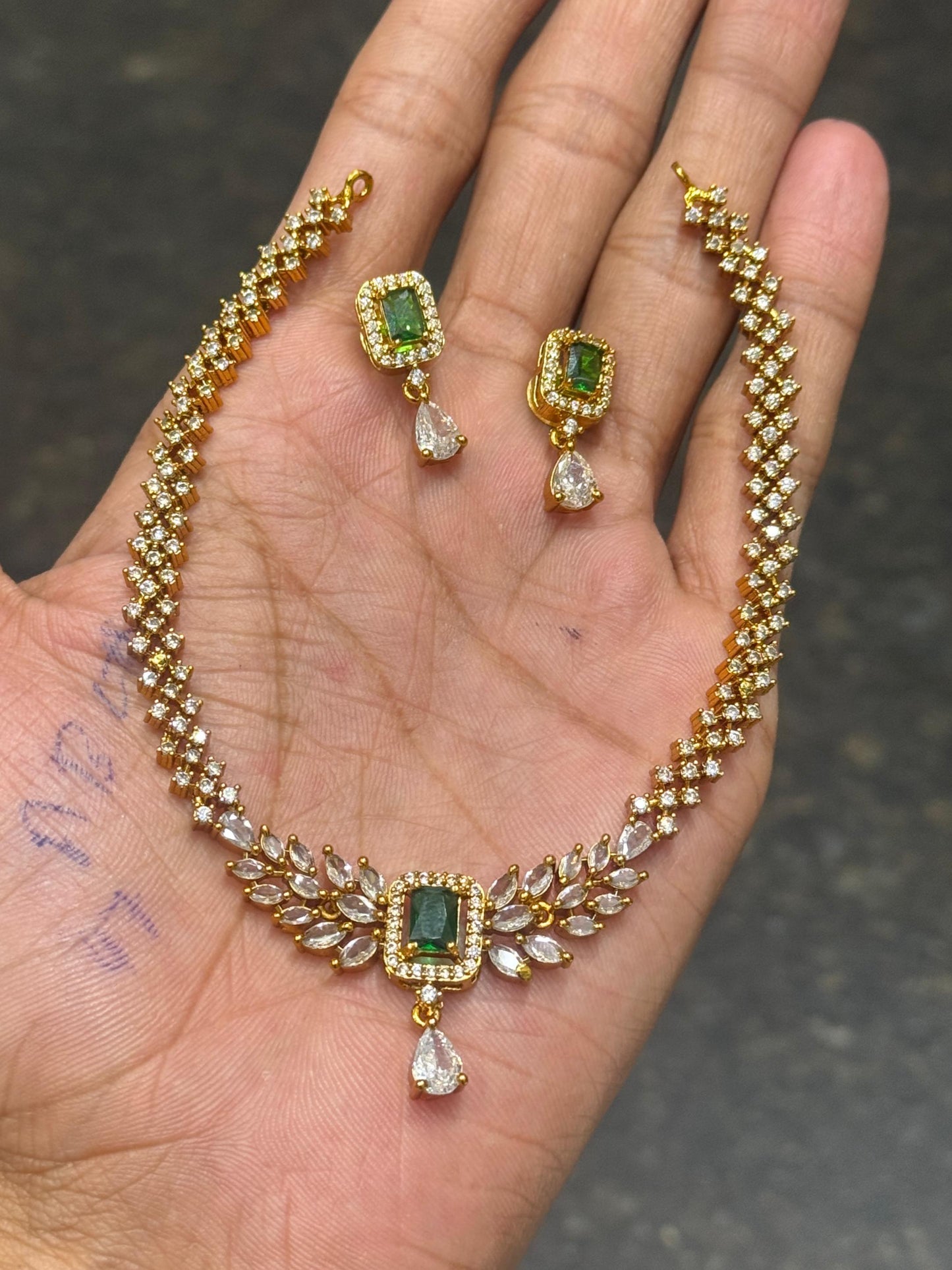 Bestselling Temple jewelry Matte finish Stone Mini choker Necklace with jhumkas
