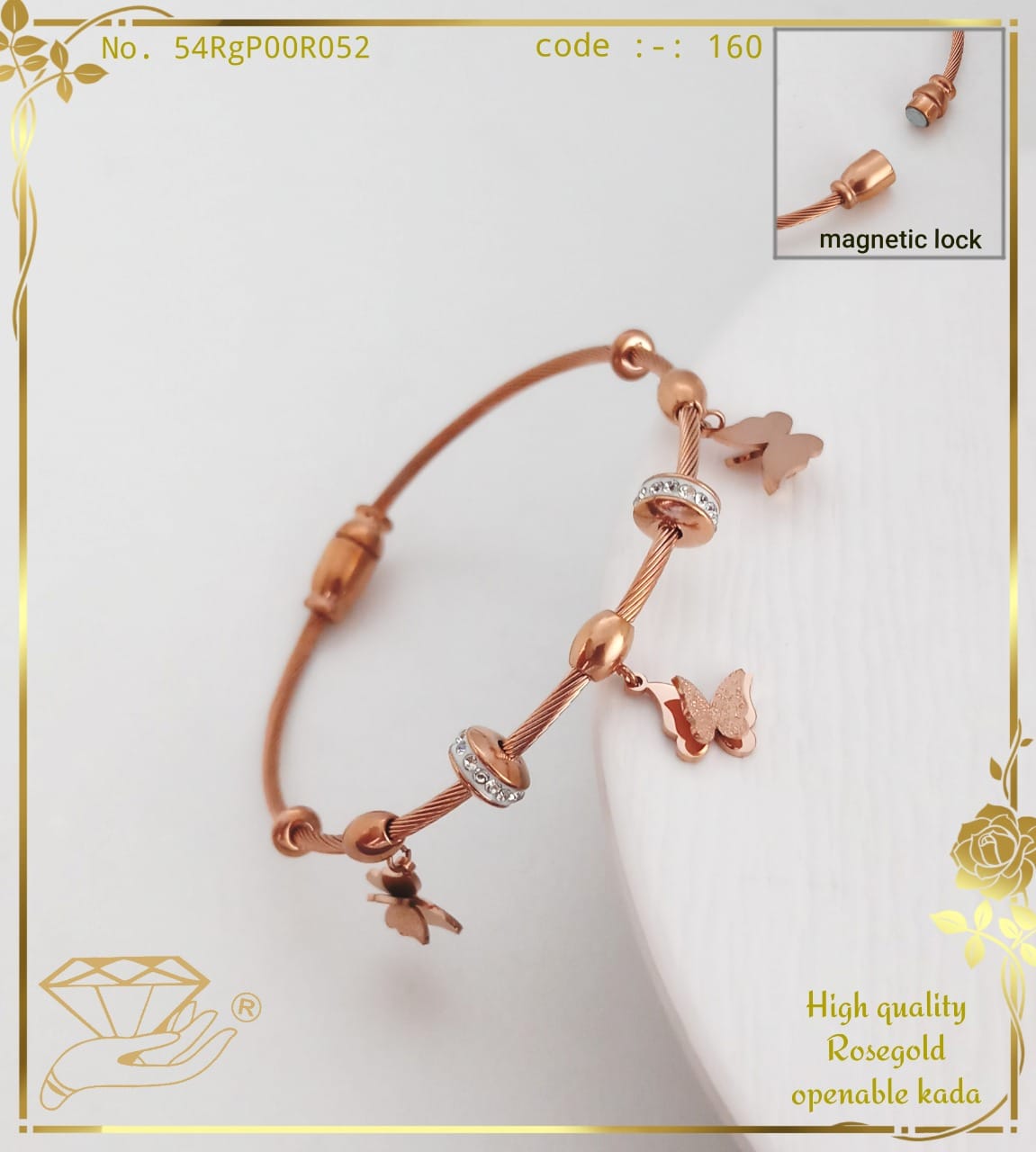 Cute Design Magnetic Lock Bracelet with Charms - Openable Kada Bracelet