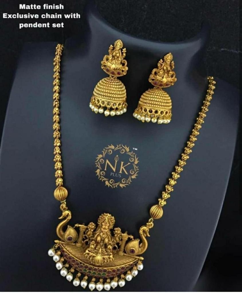Simply Beautiful Pendant Necklace Set with Jhumka Earrings