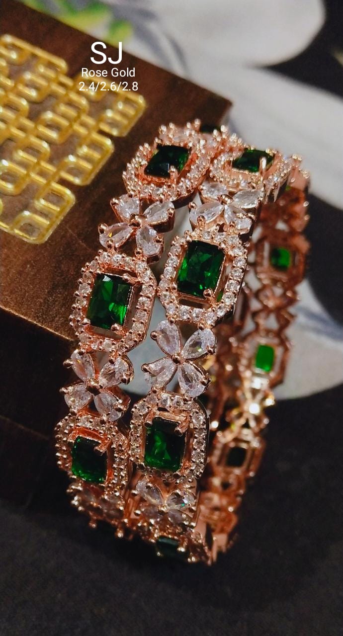 DesignerWear Star-cut American Diamond Stone Bangles set of 2-Party Wear jewelry