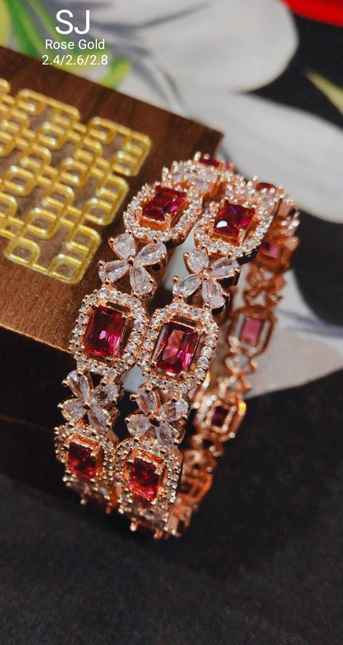 DesignerWear Star-cut American Diamond Stone Bangles set of 2-Party Wear jewelry